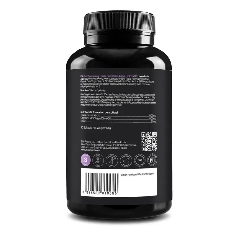 Zenement Trans-Resveratrol & Nad+ With Aove, 90 softgels