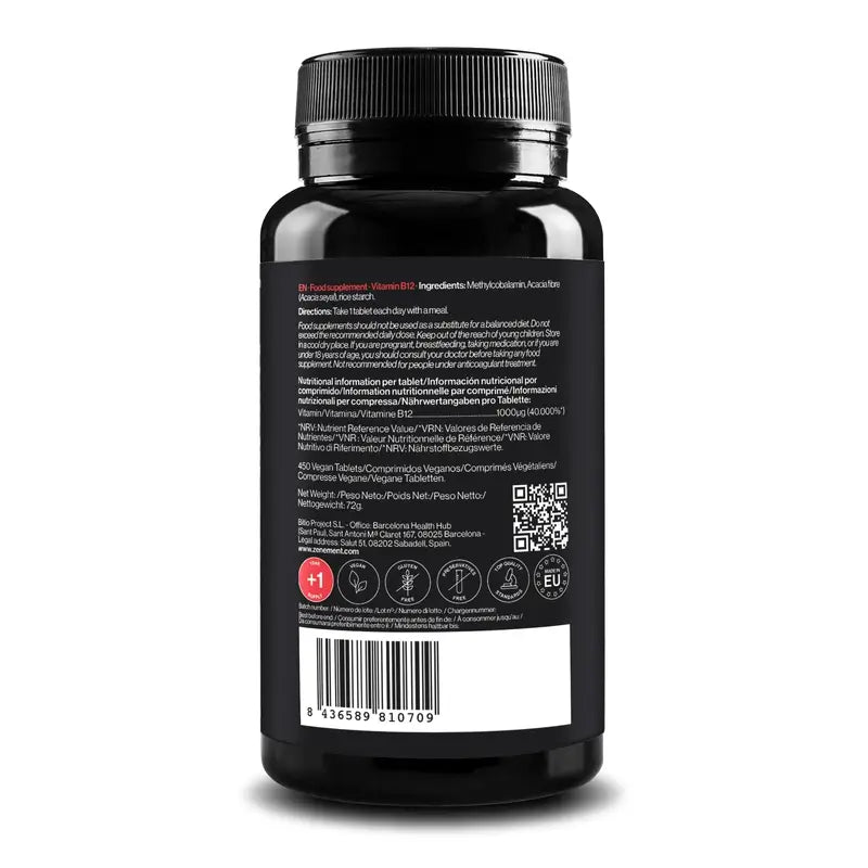 Zenement Vitamin B12 1000Mcg, 450 vegan tablets