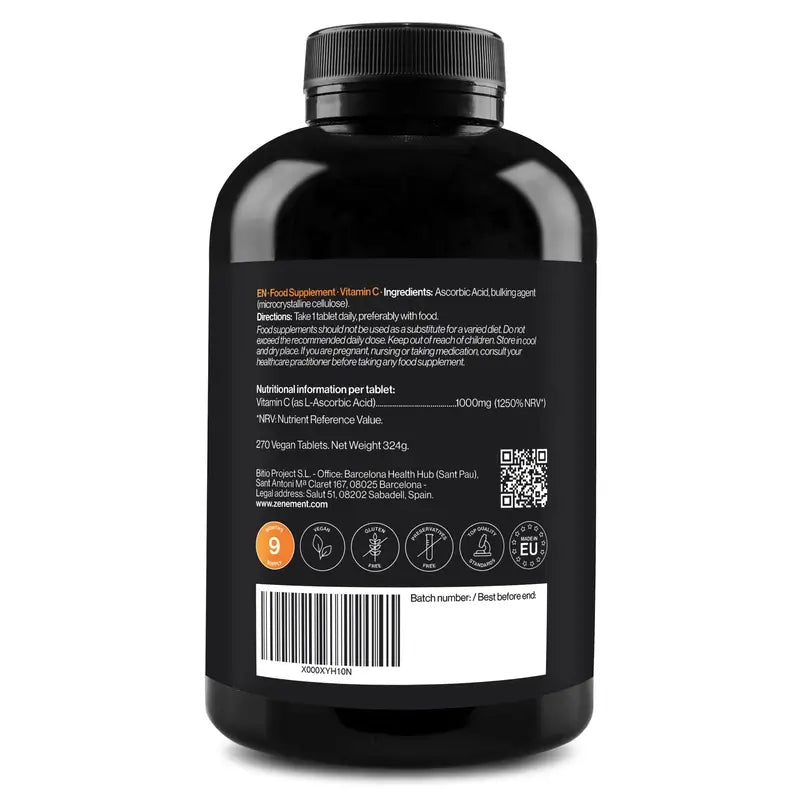 Zenement Vitamin C 1000 Mg, 270 vegan tablets