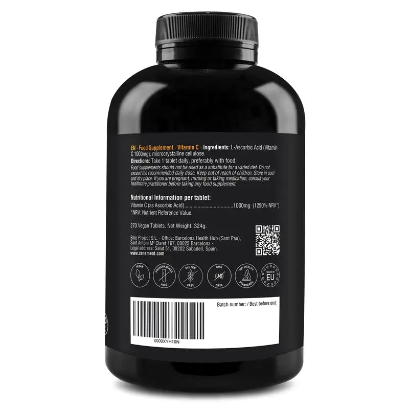 Zenement Vitamin C 1000 Mg, 270 vegan tablets